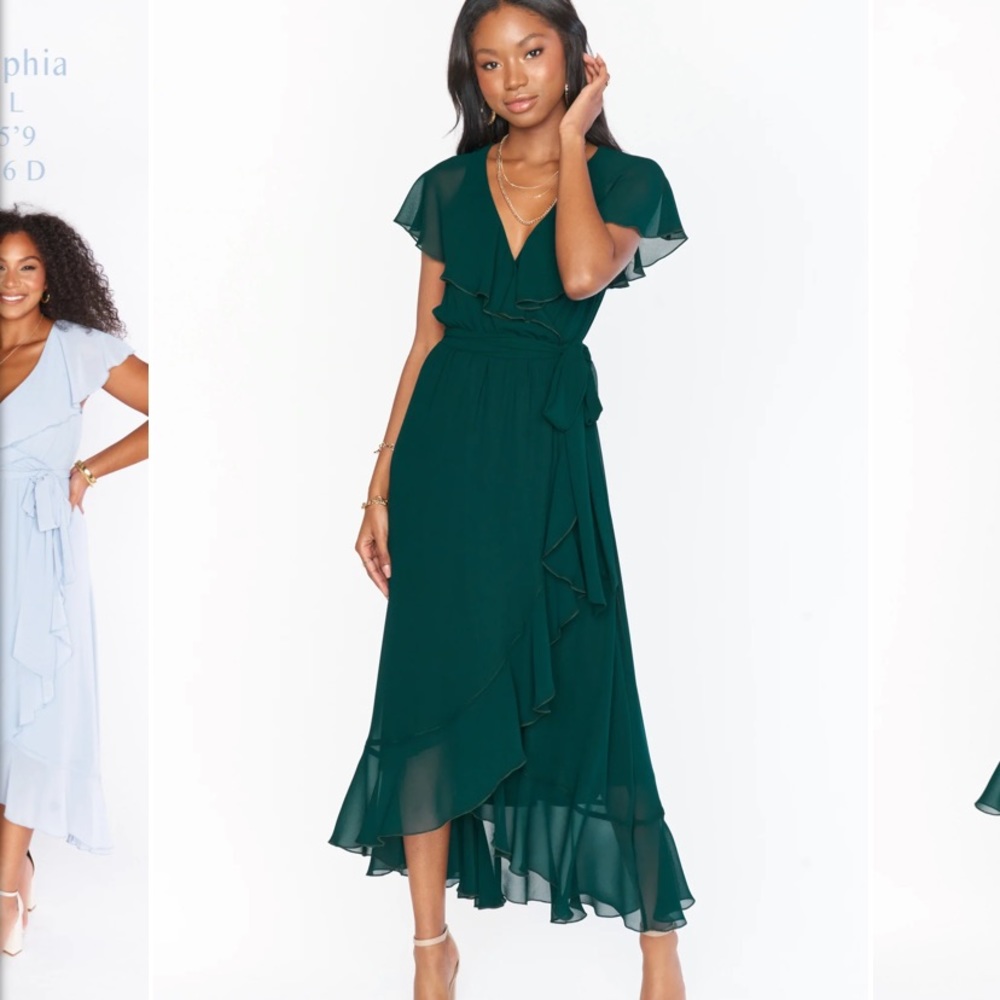 Show Me Your Mumu Jess Ruffle Midi Dress - Emerald
